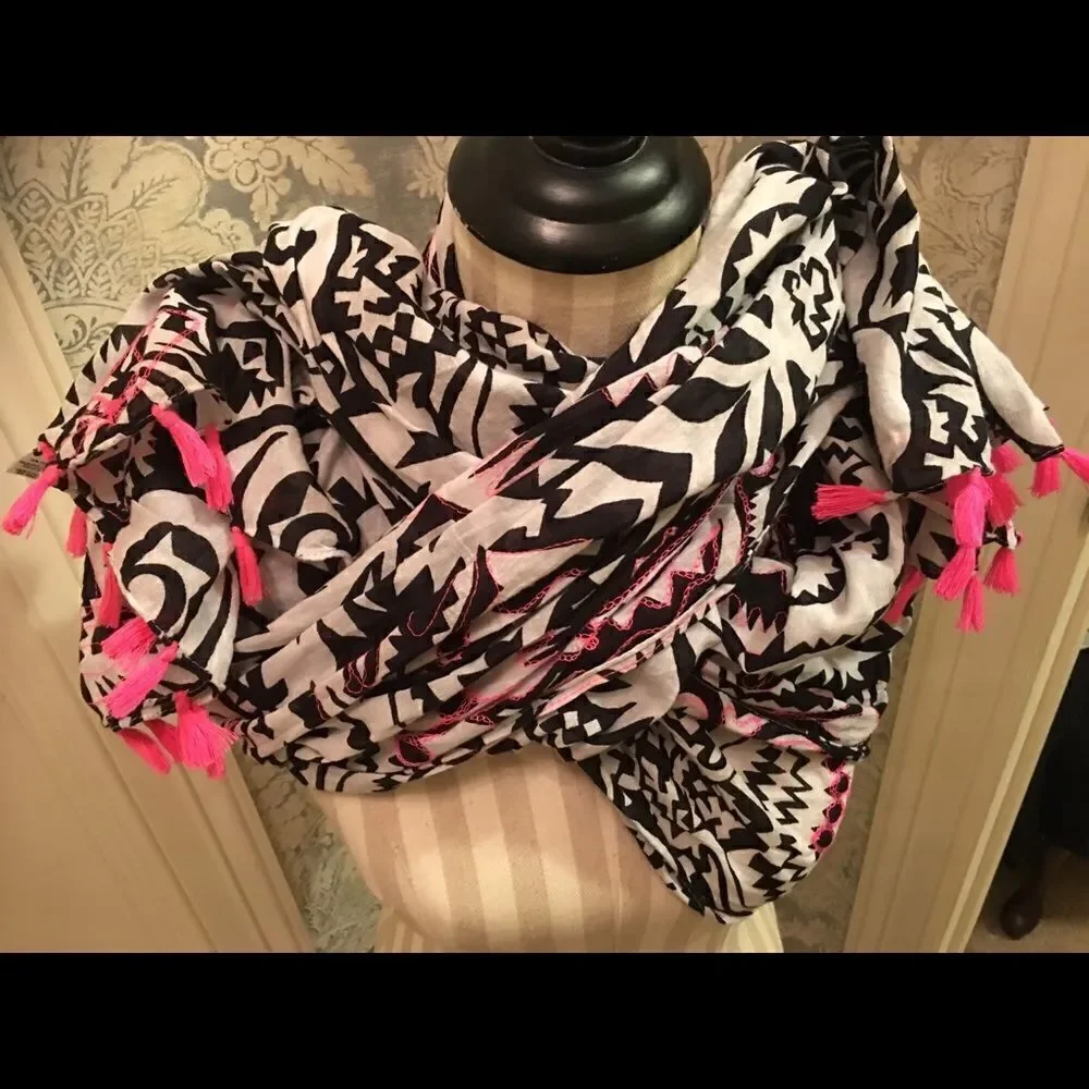 Fuschia Fringed Scarf Or Sarong